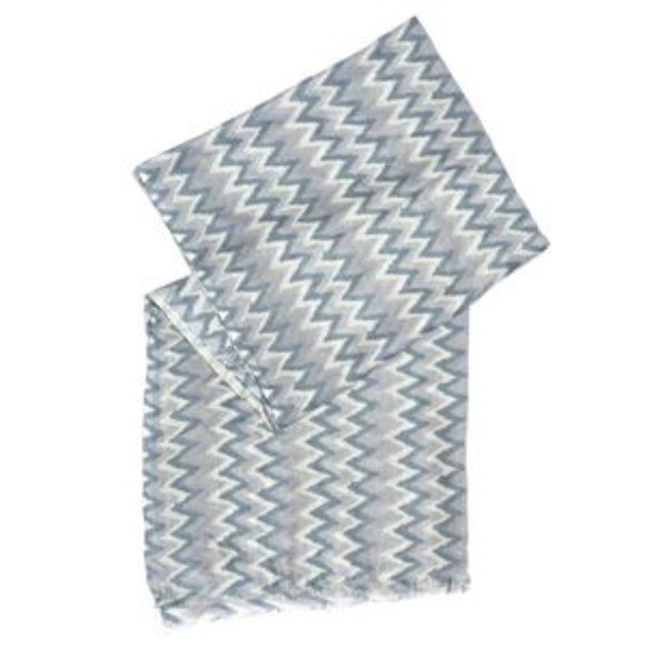 Blue and Grey Chevron Pattern 100% Viscose Scarf - Picture 4 of 4